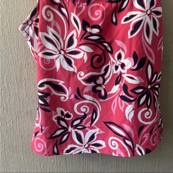 Barefoot Miss of California Tankini Swim Suit Top SZ 12 Red Pink Black - Picture 3 of 10